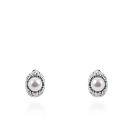 Σκουλαρίκια καρφωτά με πέρλα Mar and Mar Visty Silver από ανοξείδωτο ατσάλι