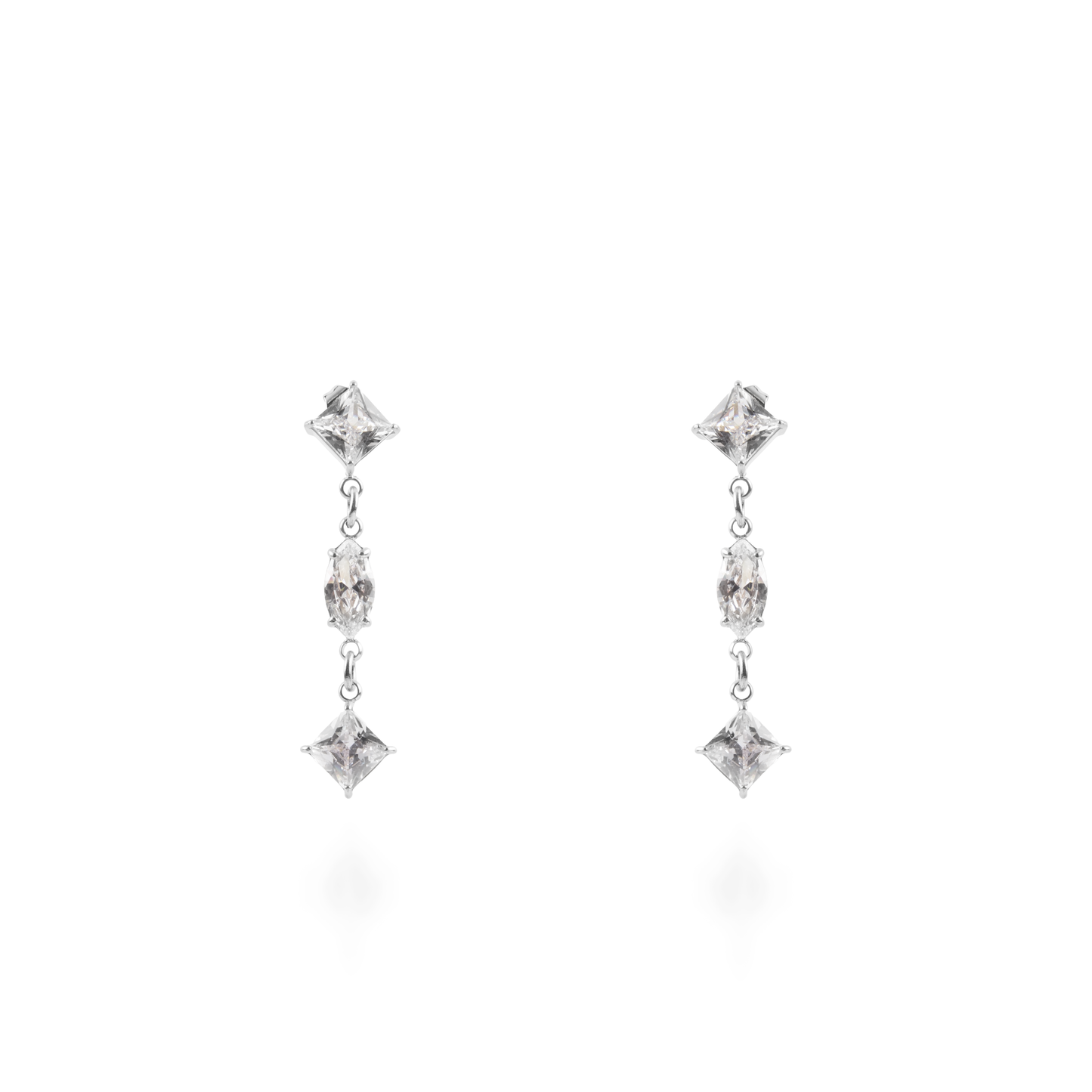Σκουλαρίκια κρεμαστά με ζιργκόν Mar and Mar Crystal Silver από ανοξείδωτο ατσάλι