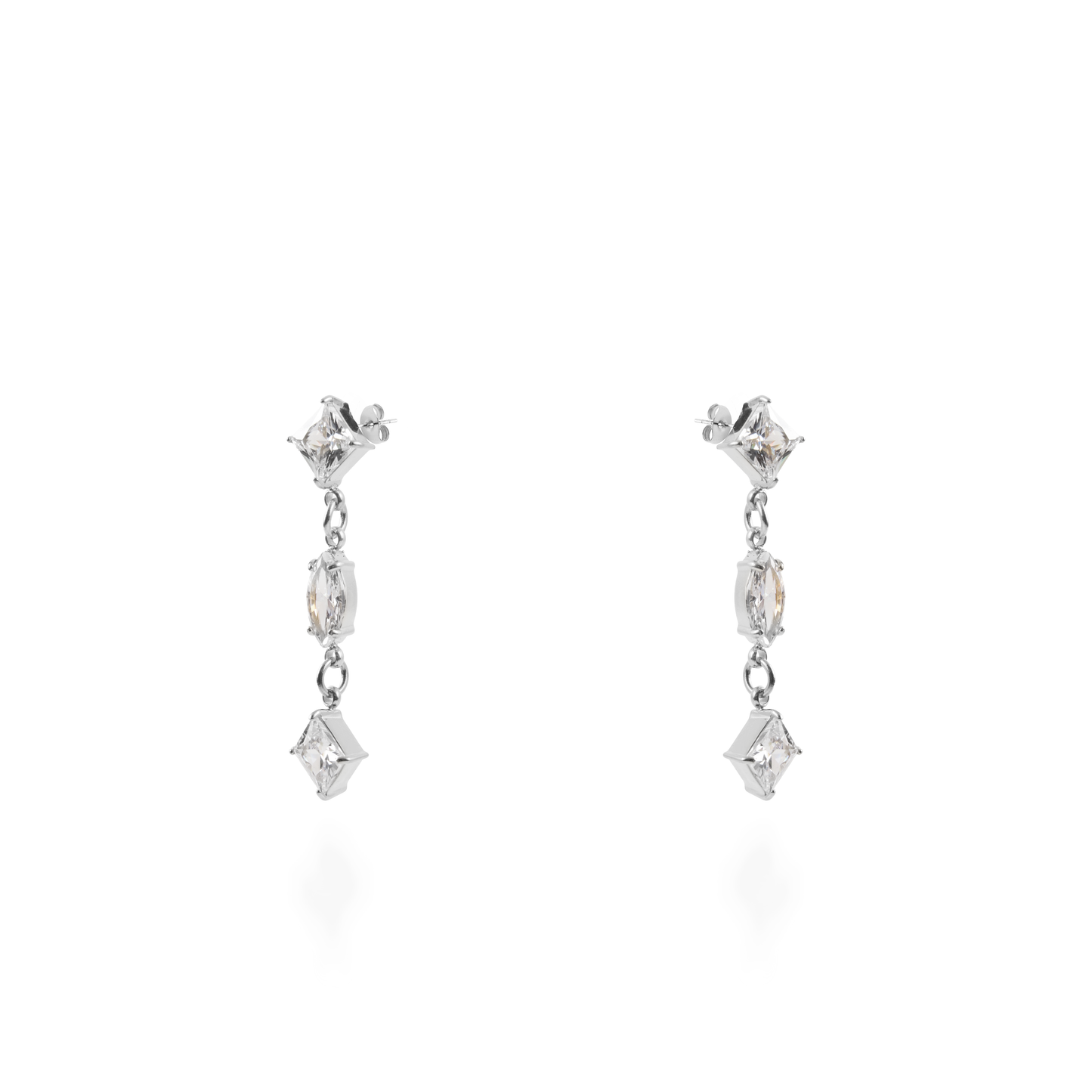 Σκουλαρίκια κρεμαστά με ζιργκόν Mar and Mar Crystal Silver από ανοξείδωτο ατσάλι