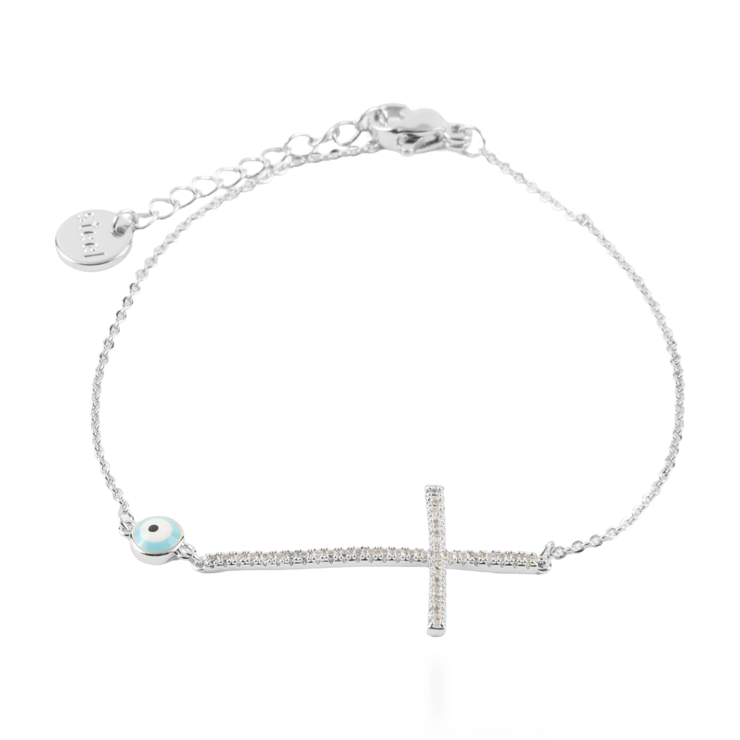 Βραχιόλι με ματάκι και σταυρό Mar and Mar Cross Eye Silver από ανοξείδωτο ατσάλι