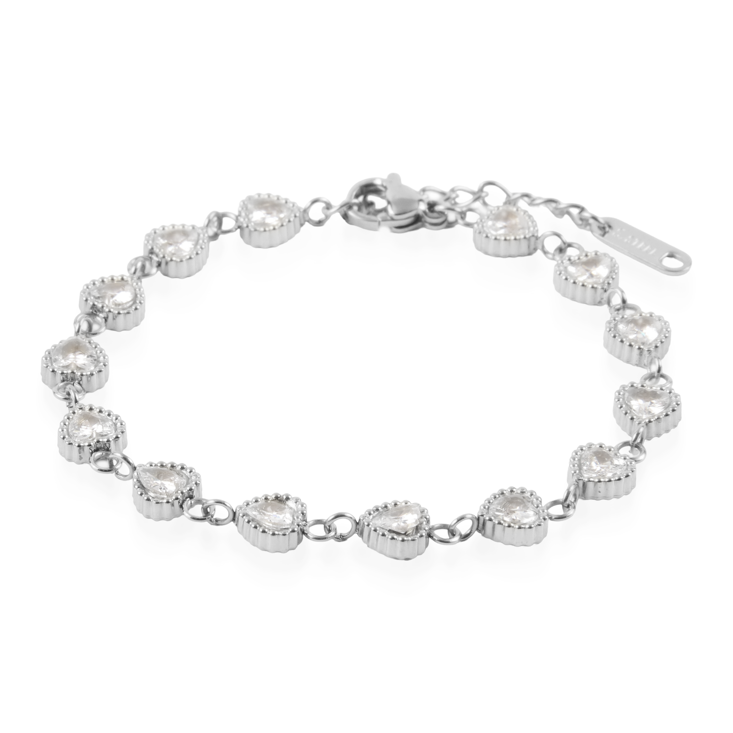 Αλυσίδα χεριού με ζιργκόν Mar and Mar Athena Heart Silver από ανοξείδωτο ατσάλι