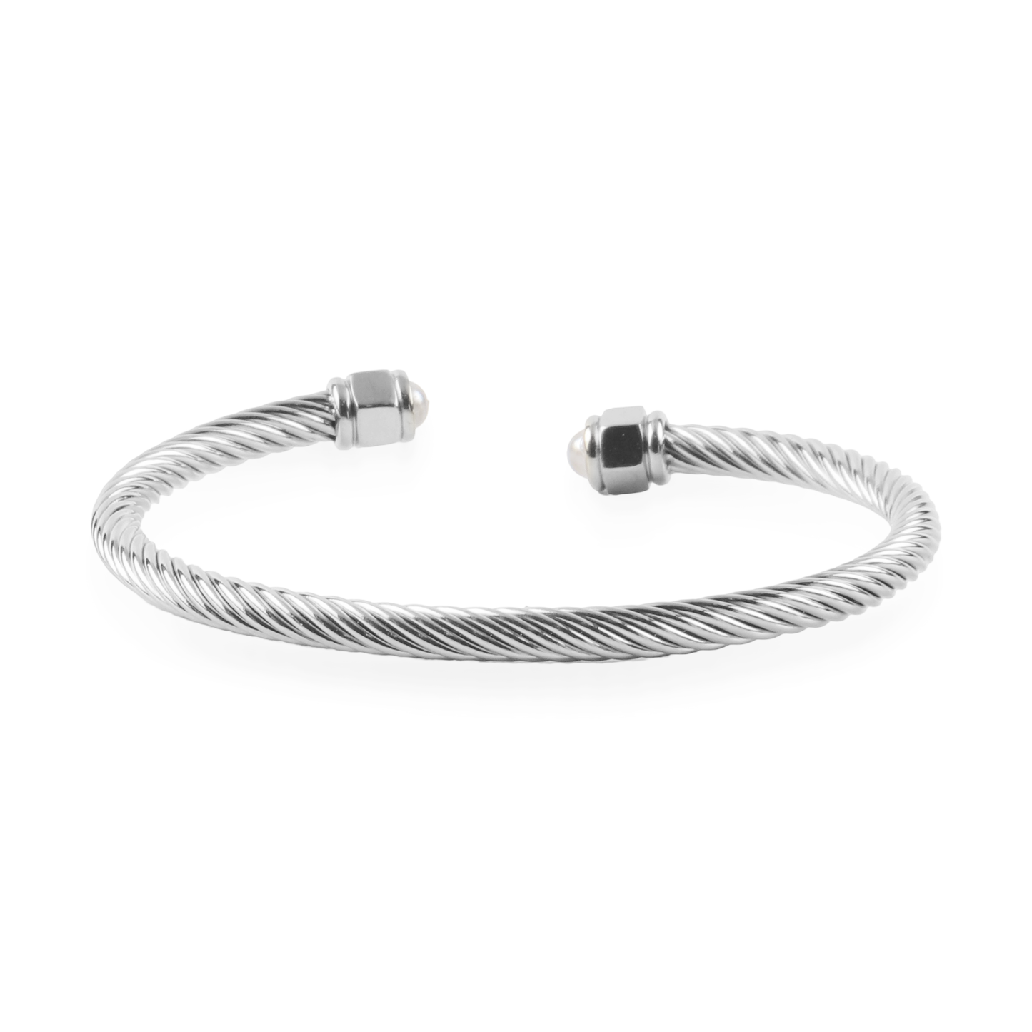 Βραχιόλι χειροπέδα με πέρλες Mar and Mar Suzian Silver από ανοξείδωτο ατσάλι