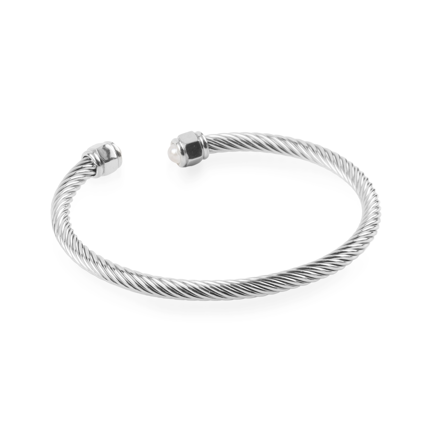 Βραχιόλι χειροπέδα με πέρλες Mar and Mar Suzian Silver από ανοξείδωτο ατσάλι
