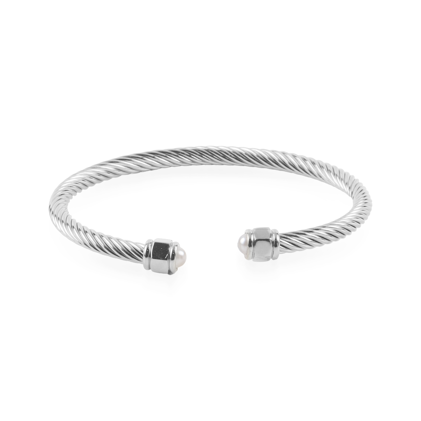 Βραχιόλι χειροπέδα με πέρλες Mar and Mar Suzian Silver από ανοξείδωτο ατσάλι