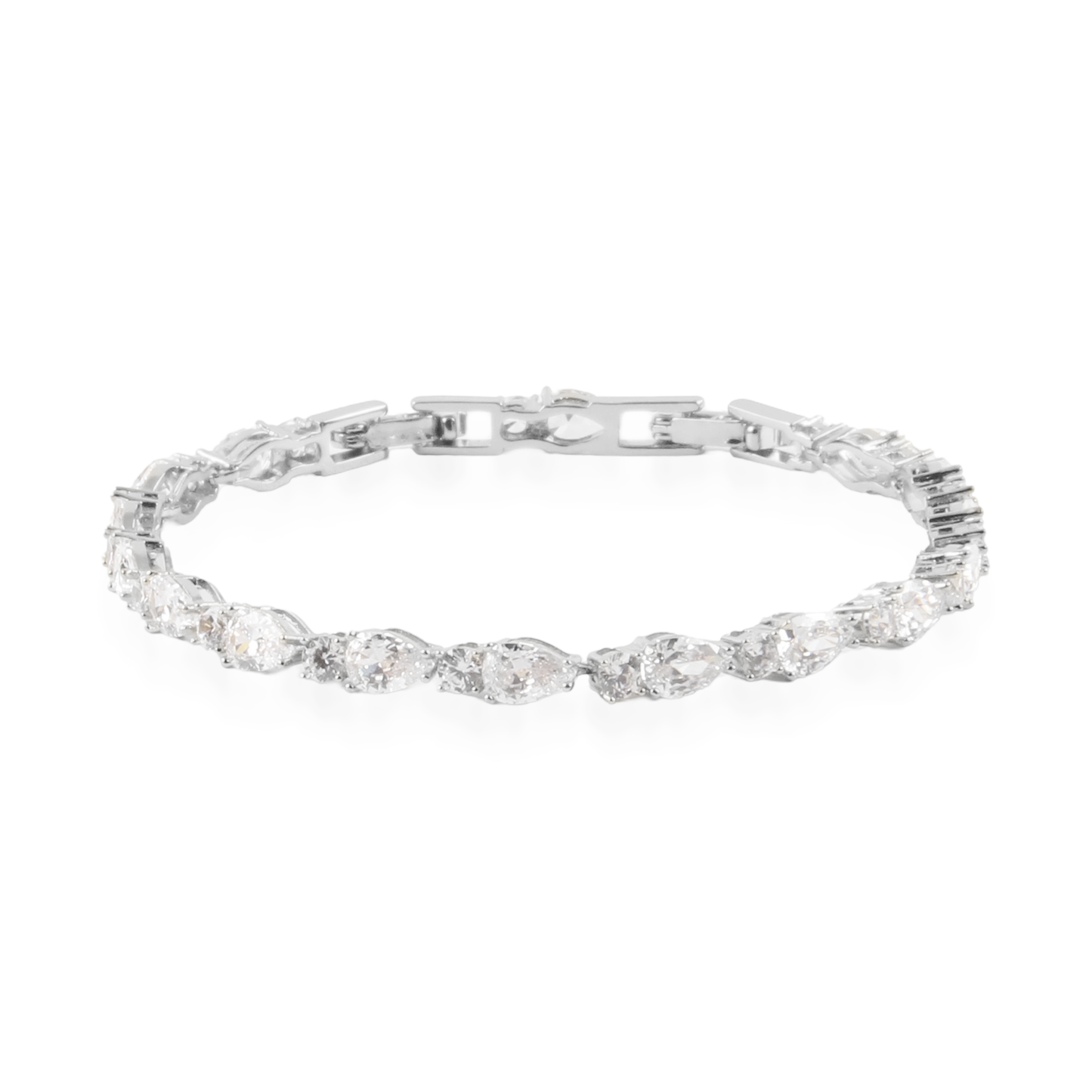 Αλυσίδα χεριού με ζιργκόν Mar and Mar Crystal Clutch Silver από ανοξείδωτο ατσάλι