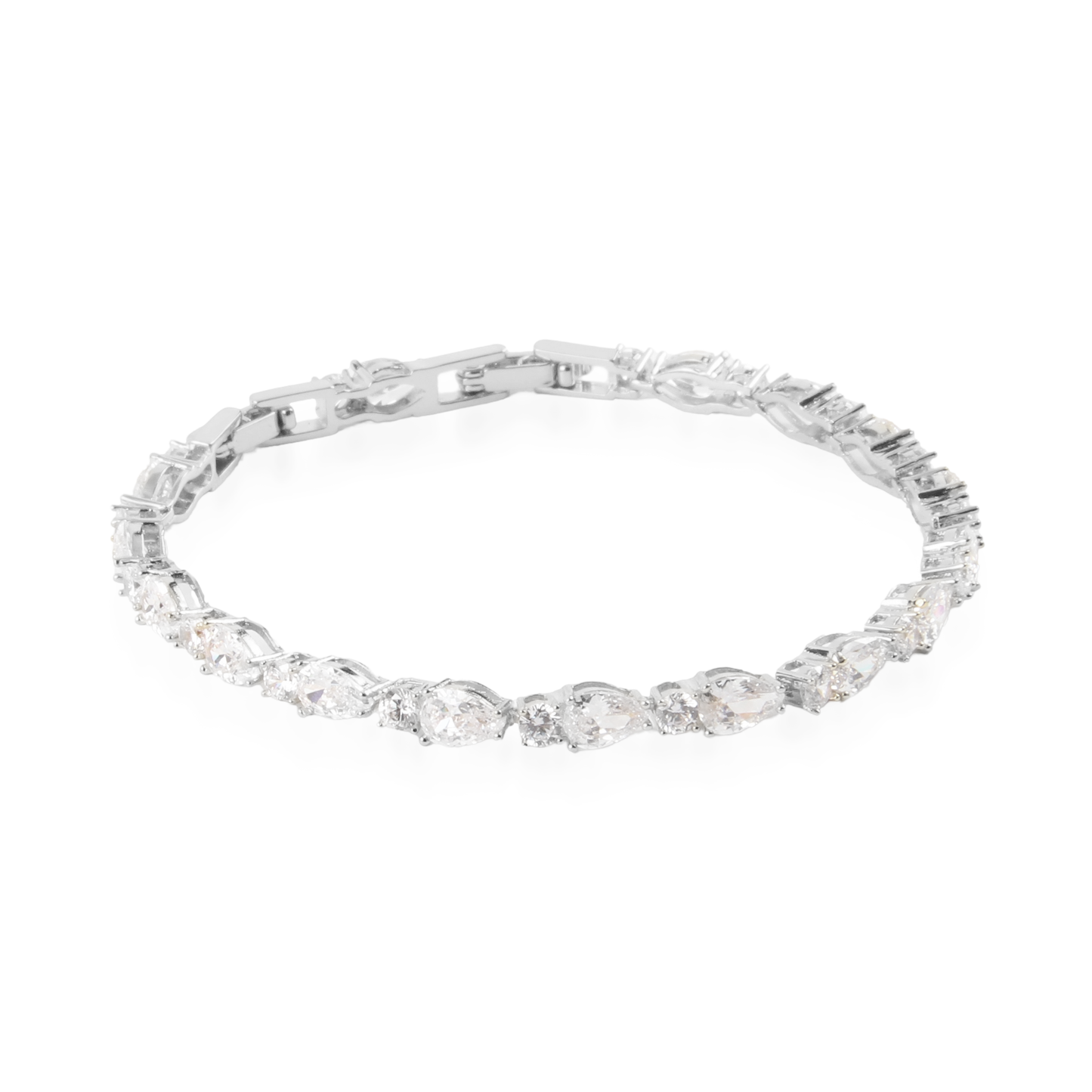 Αλυσίδα χεριού με ζιργκόν Mar and Mar Crystal Clutch Silver από ανοξείδωτο ατσάλι