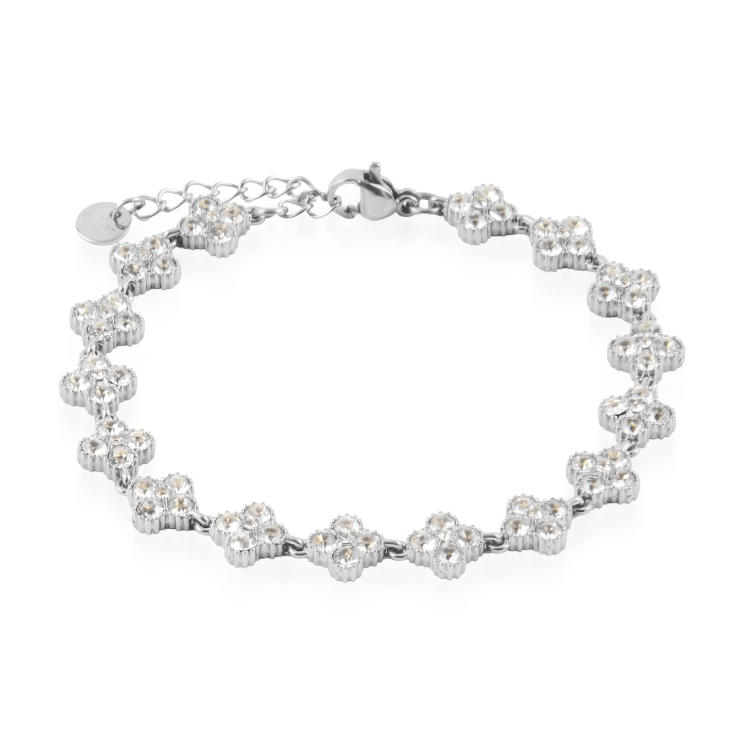 Αλυσίδα χεριού με ζιργκόν Mar and Mar Athena Flower Silver από ανοξείδωτο ατσάλι