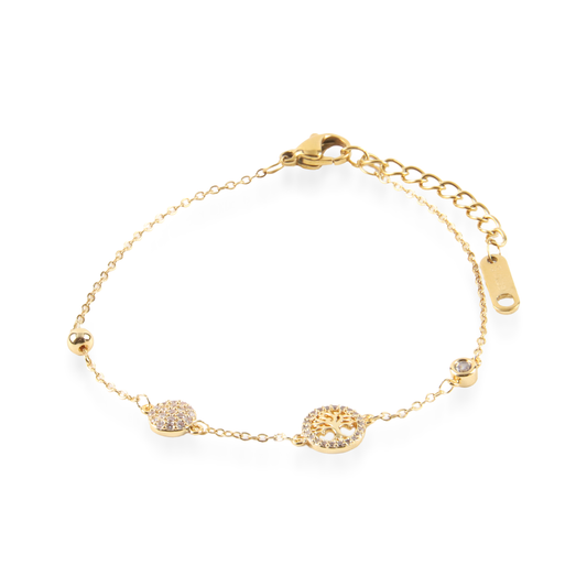 Βραχιόλι με δέντρο της ζωής και ζιργκόν Mar and Mar Odelia από ανοξείδωτο ατσάλι