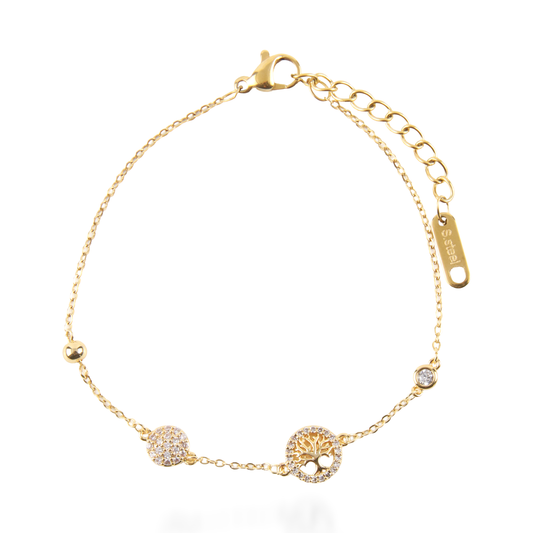 Βραχιόλι με δέντρο της ζωής και ζιργκόν Mar and Mar Odelia από ανοξείδωτο ατσάλι