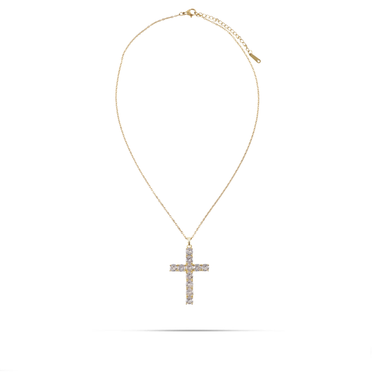Κολιέ σταυρός με πέτρες ζιργκόν Mar and Mar Sparkle Heaven από ανοξείδωτο ατσάλι