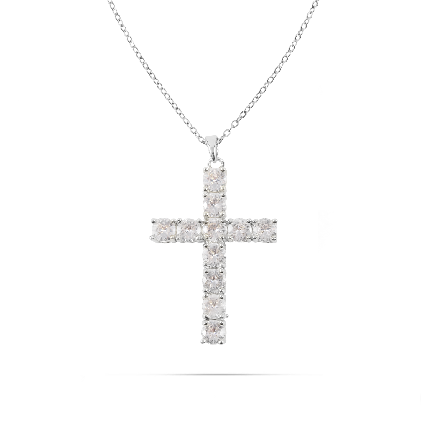 Κολιέ σταυρός με πέτρες ζιργκόν Mar and Mar Sparkle Heaven Silver από ανοξείδωτο ατσάλι