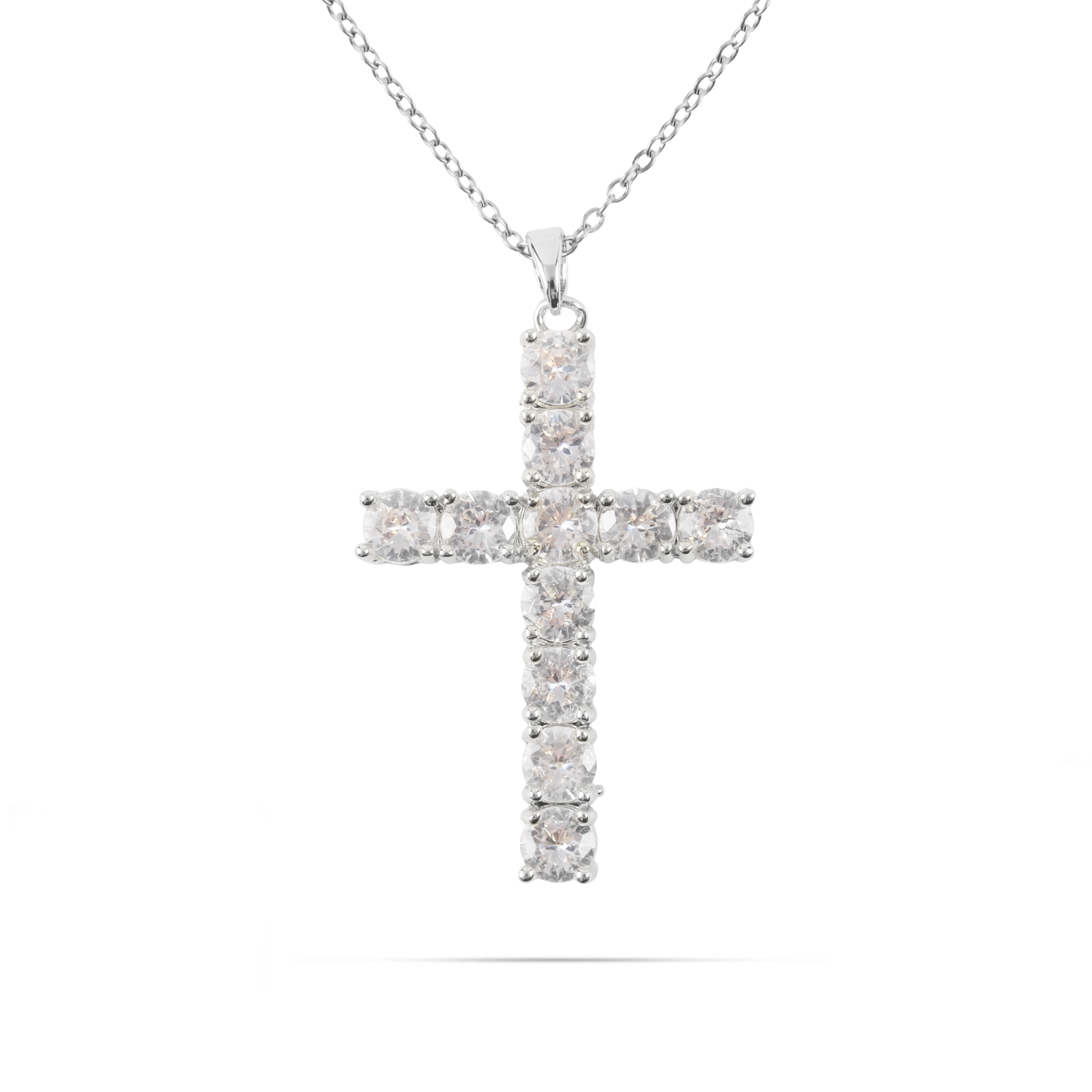 Κολιέ σταυρός με πέτρες ζιργκόν Mar and Mar Sparkle Heaven Silver από ανοξείδωτο ατσάλι