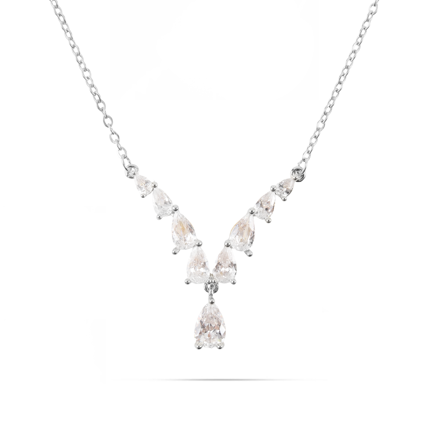 Κολιέ με ζιργκόν Mar and Mar Opaline Silver από ανοξείδωτο ατσάλι