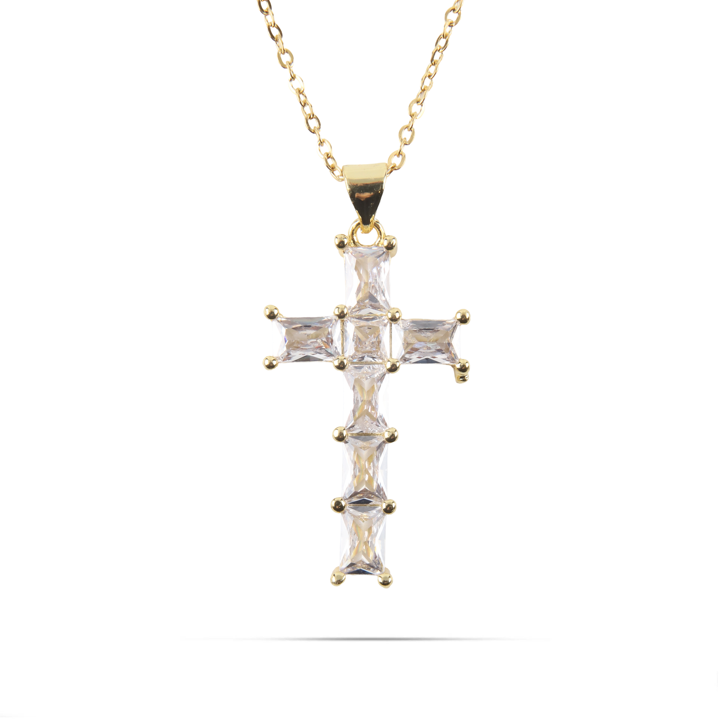 Κολιέ σταυρός με ζιργκόν Mar and Mar Leory από ανοξείδωτο ατσάλι