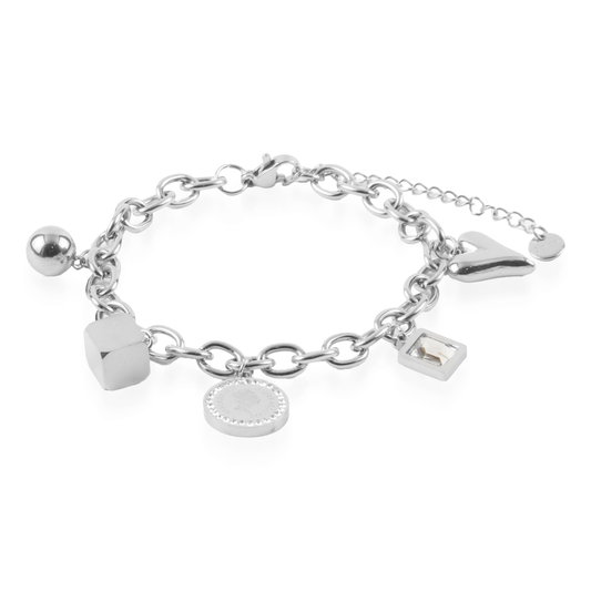 Βραχιόλι με ζιργκόν Mar and Mar Berenice Silver από ανοξείδωτο ατσάλι