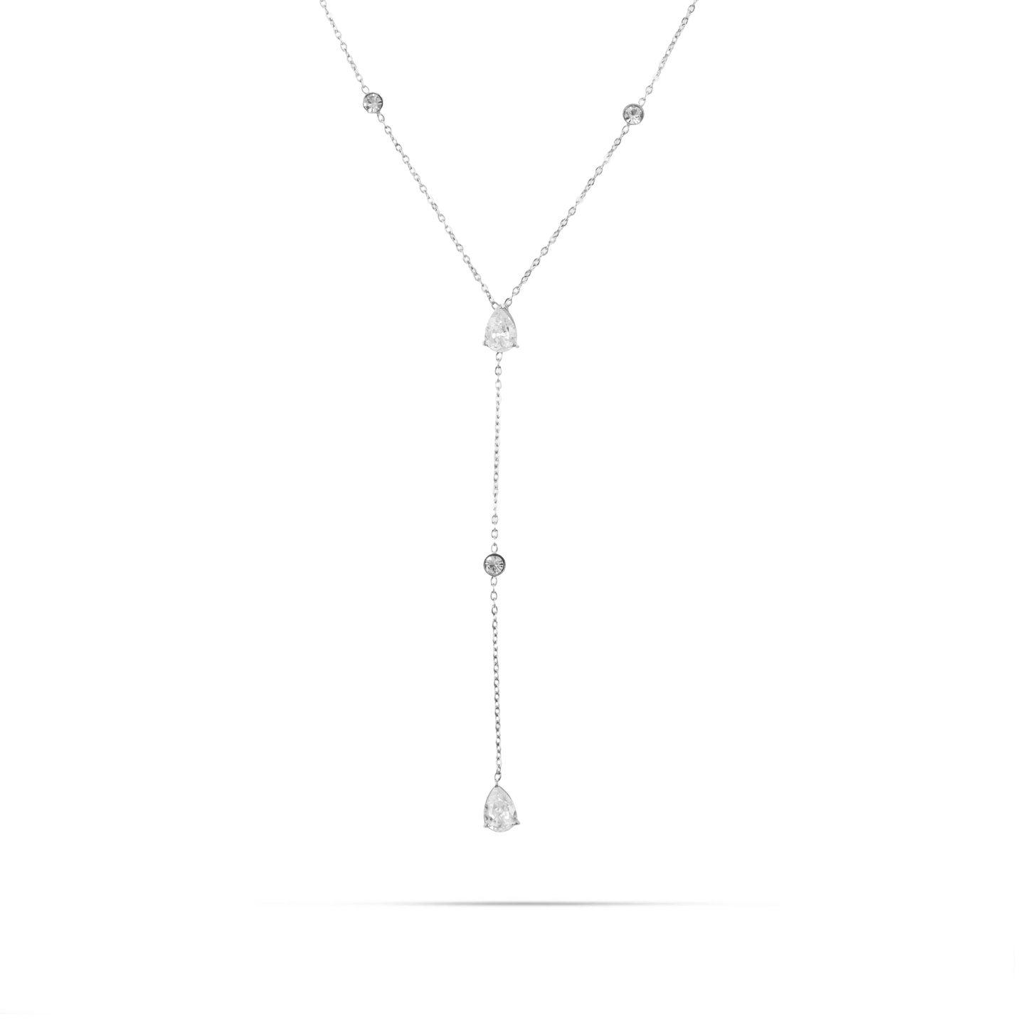 Κολιέ με πέτρες ζιργκόν Mar and Mar Crystal Silver από ανοξείδωτο ατσάλι