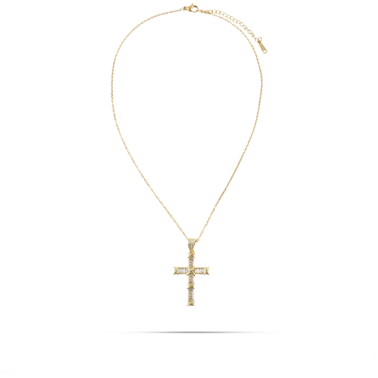 Κολιέ σταυρός με ζιργκόν Mar and Mar Hadria από ανοξείδωτο ατσάλι