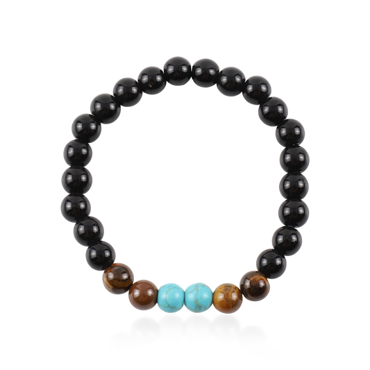 Ανδρικό χειροποίητο βραχιόλι Mar and Mar Glen με φυσικές ορυκτές πέτρες Μάτι Τίγρης, Χαολίτη και Όνυχα