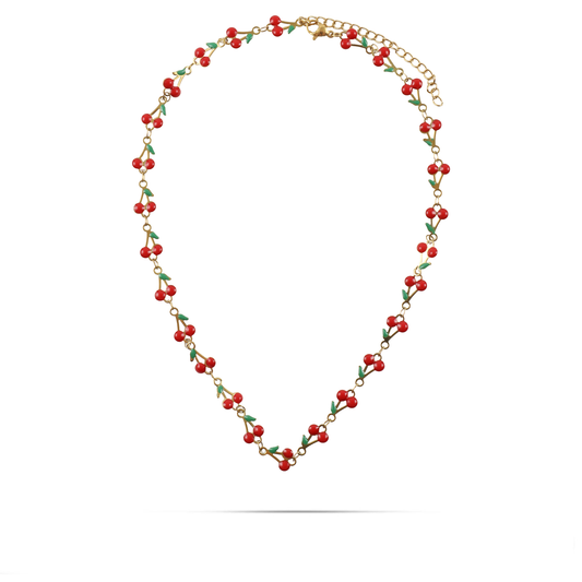 Χειροποίητο κολιέ choker με κεράσια Mar and Mar Cherries από ανοξείδωτο ατσάλι