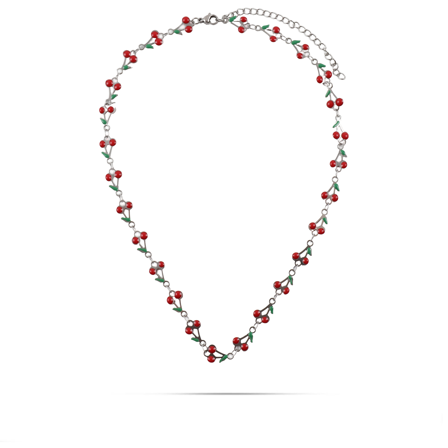 Χειροποίητο κολιέ choker με κεράσια Mar and Mar Cherries Silver από ανοξείδωτο ατσάλι