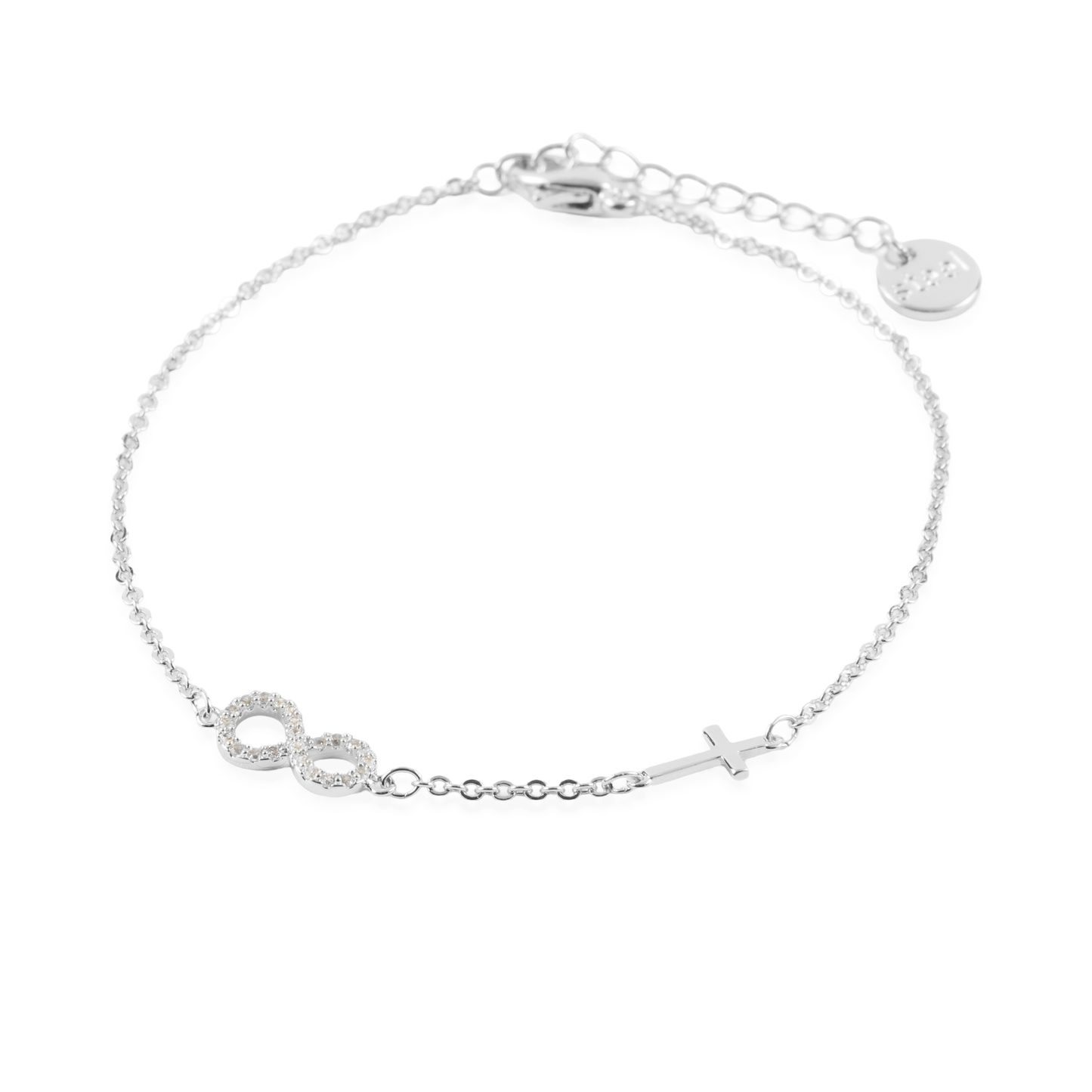Βραχιόλι με άπειρο και σταυρό Mar and Mar Infinity Cross Silver από ανοξείδωτο ατσάλι