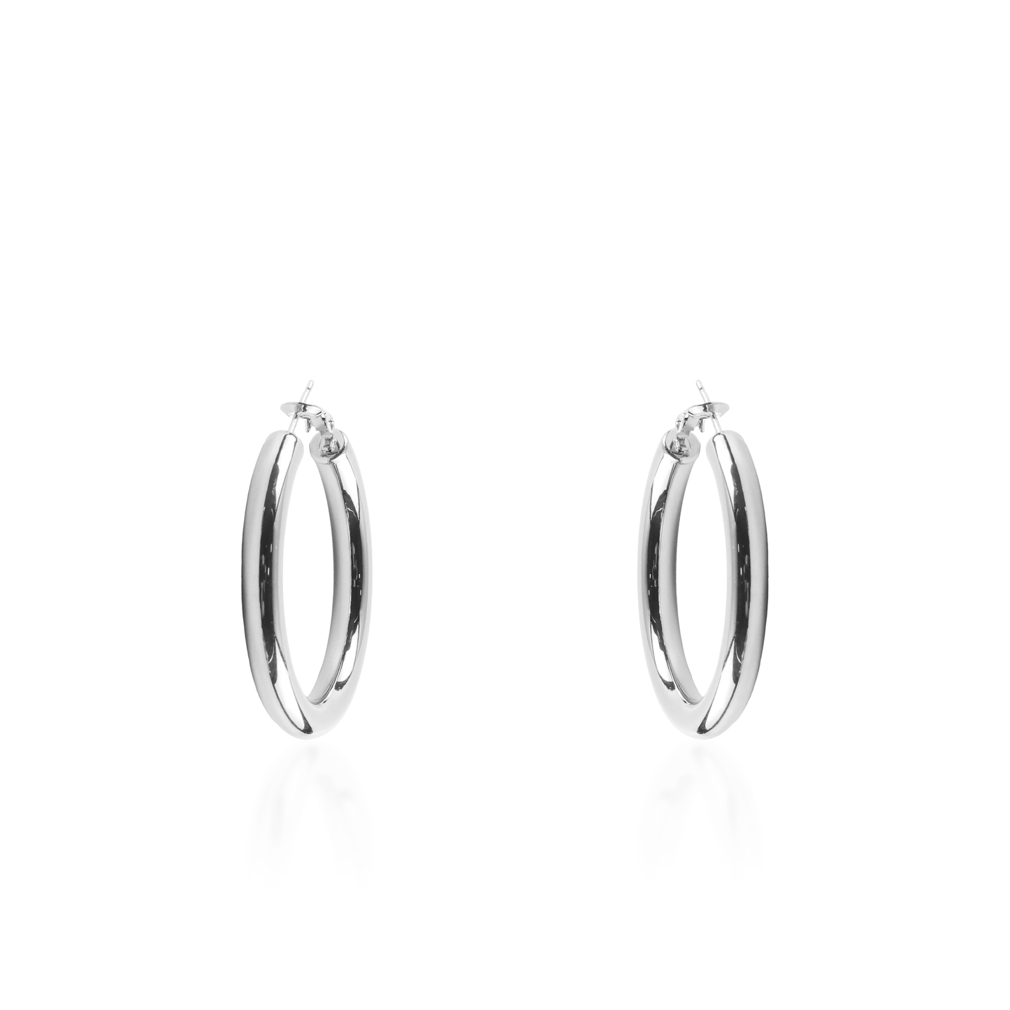 Σκουλαρίκια κρίκοι Mar and Mar Iris Silver (4 cm) από ανοξείδωτο ατσάλι