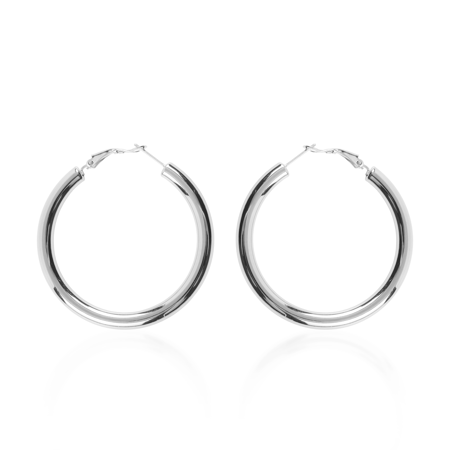 Σκουλαρίκια κρίκοι Mar and Mar Iris Silver (5 cm) από ανοξείδωτο ατσάλι