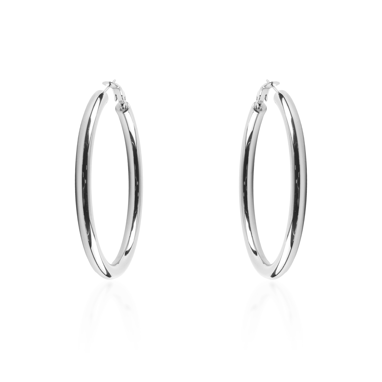 Σκουλαρίκια κρίκοι Mar and Mar Iris (6 cm) Silver από ανοξείδωτο ατσάλι