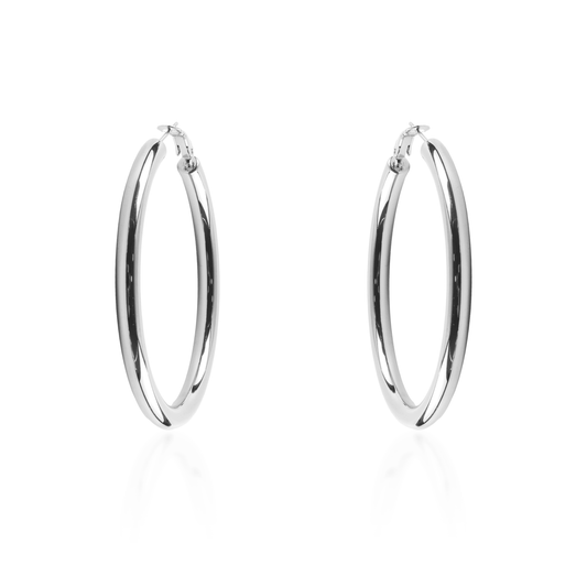 Σκουλαρίκια κρίκοι Mar and Mar Iris (6 cm) Silver από ανοξείδωτο ατσάλι