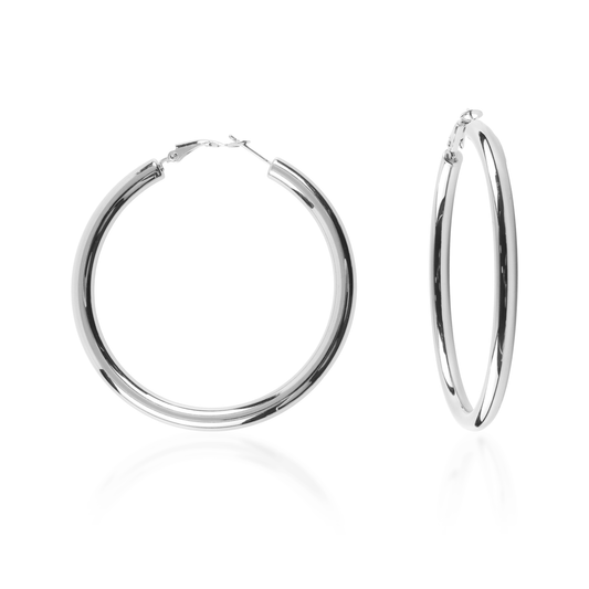 Σκουλαρίκια κρίκοι Mar and Mar Iris (6 cm) Silver από ανοξείδωτο ατσάλι