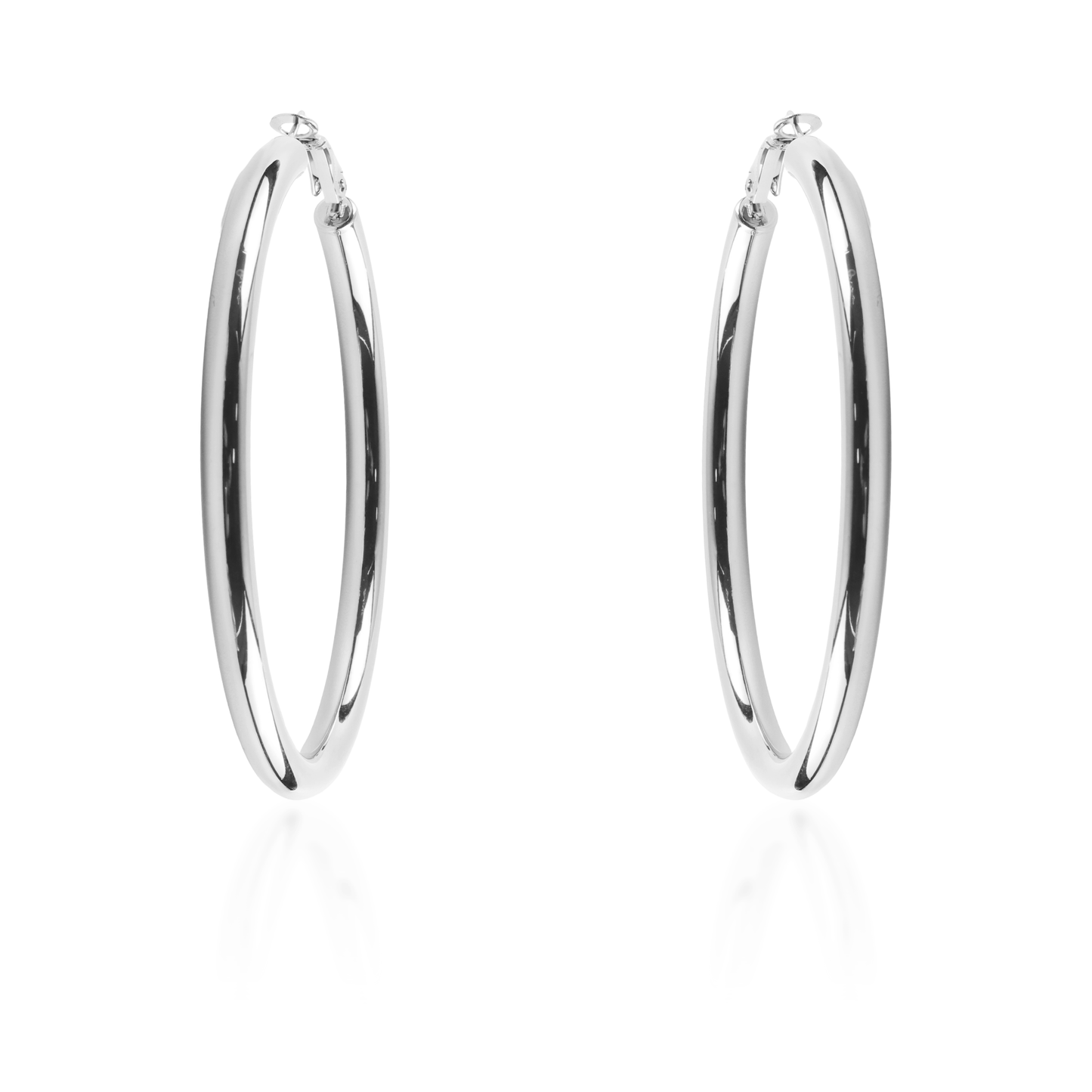 Σκουλαρίκια κρίκοι Mar and Mar Iris Silver (7 cm) από ανοξείδωτο ατσάλι