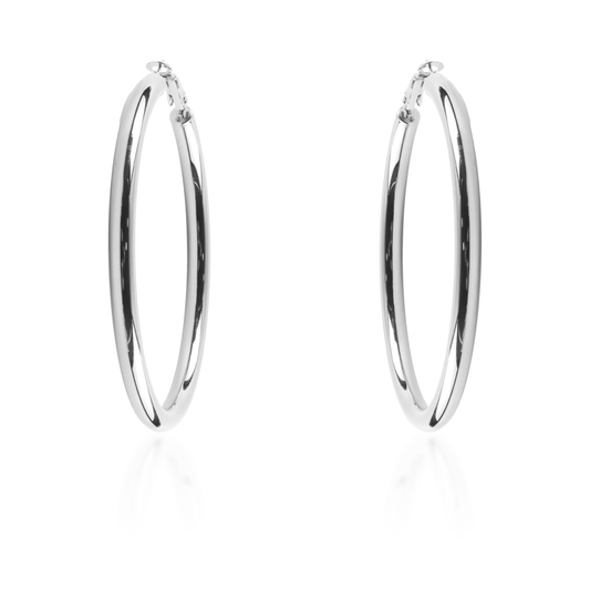 Σκουλαρίκια κρίκοι Mar and Mar Iris Silver (7 cm) από ανοξείδωτο ατσάλι