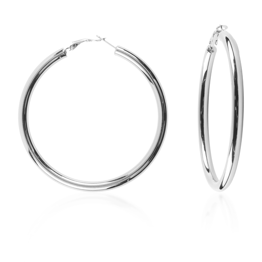 Σκουλαρίκια κρίκοι Mar and Mar Iris Silver (7 cm) από ανοξείδωτο ατσάλι