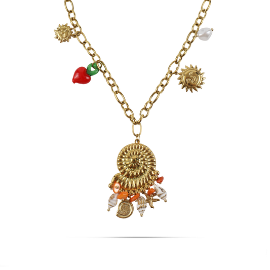 Κολιέ με καλοκαιρινά κρεμαστά Mar and Mar Pelora από ανοξείδωτο ατσάλι