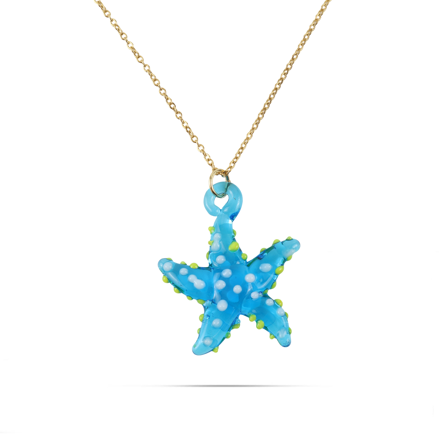 Γυναικείο κολιέ με αστερία από Μουράνο Mar and Mar Starfish Blue Mix από ανοξείδωτο ατσάλι
