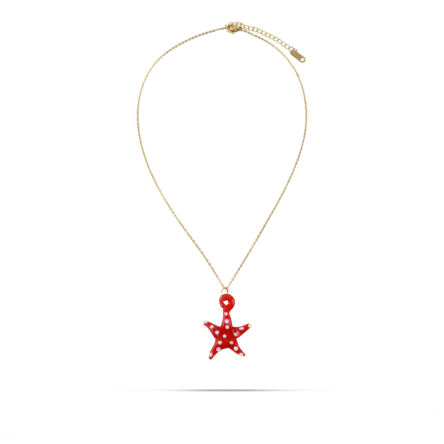 Γυναικείο κολιέ με αστερία από Μουράνο Mar and Mar Starfish Red από ανοξείδωτο ατσάλι