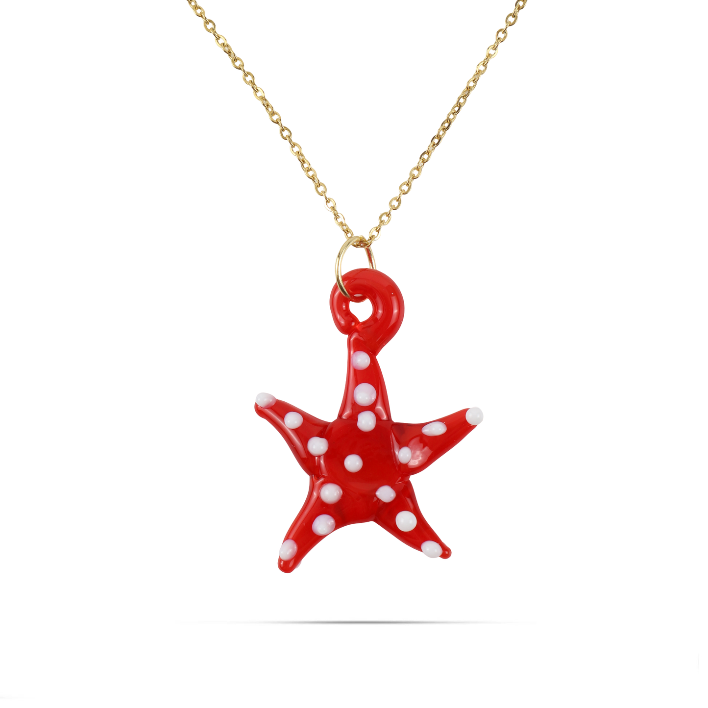 Γυναικείο κολιέ με αστερία από Μουράνο Mar and Mar Starfish Red από ανοξείδωτο ατσάλι