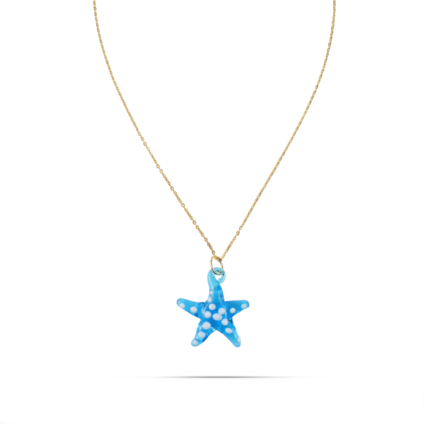 Γυναικείο κολιέ με αστερία από Μουράνο Mar and Mar Starfish Blue από ανοξείδωτο ατσάλι
