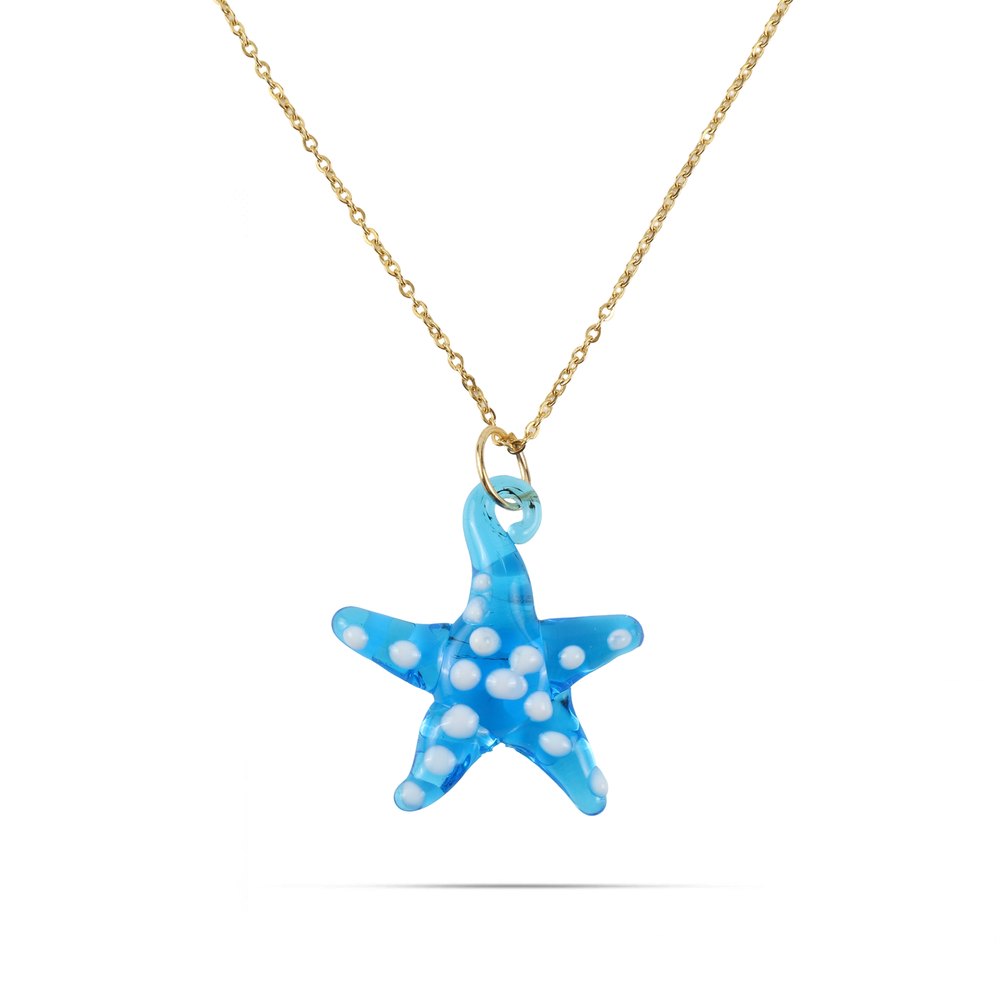 Γυναικείο κολιέ με αστερία από Μουράνο Mar and Mar Starfish Blue από ανοξείδωτο ατσάλι