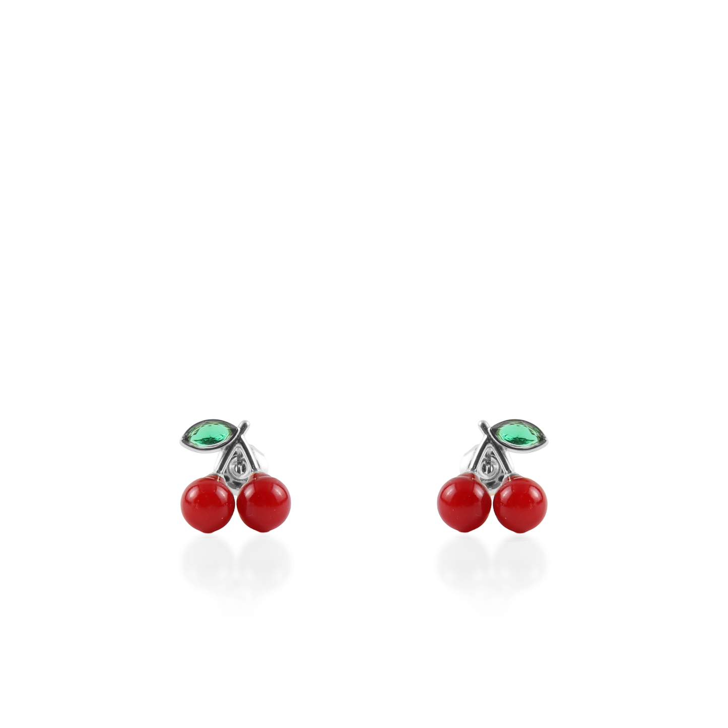 Σκουλαρίκια καρφωτά με κερασάκια Mar and Mar Cherries Silver από ανοξείδωτο ατσάλι