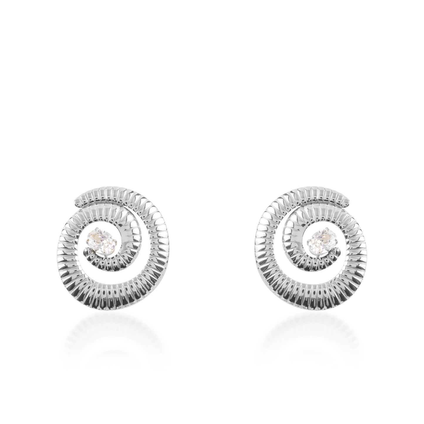 Σκουλαρίκια καρφωτά με ζιργκόν Mar and Mar Maze Sparkle Silver από ανοξείδωτο ατσάλι