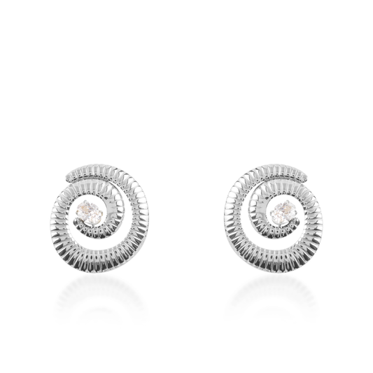 Σκουλαρίκια καρφωτά με ζιργκόν Mar and Mar Maze Sparkle Silver από ανοξείδωτο ατσάλι