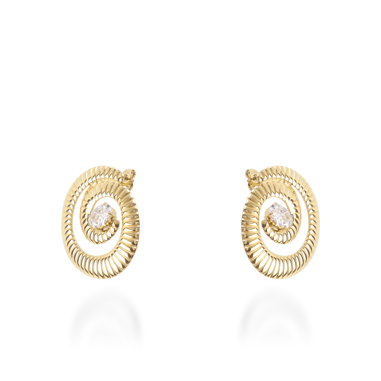 Σκουλαρίκια καρφωτά με ζιργκόν Mar and Mar Maze Sparkle από ανοξείδωτο ατσάλι