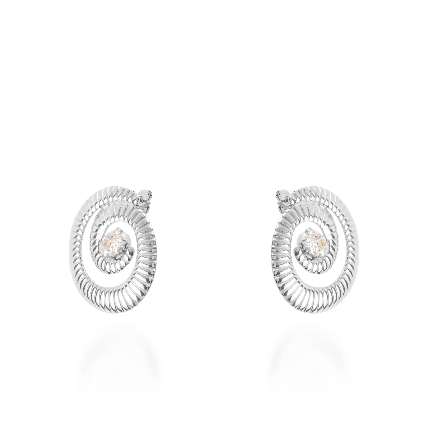 Σκουλαρίκια καρφωτά με ζιργκόν Mar and Mar Maze Sparkle Silver από ανοξείδωτο ατσάλι
