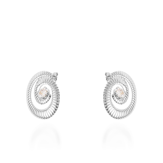 Σκουλαρίκια καρφωτά με ζιργκόν Mar and Mar Maze Sparkle Silver από ανοξείδωτο ατσάλι