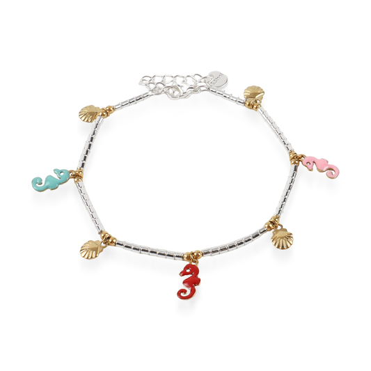 Βραχιόλι με χάντρες και ιππόκαμπους Mar and Mar Alba Seahorse από ανοξείδωτο ατσάλι