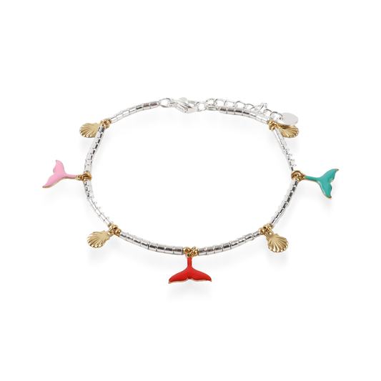 Βραχιόλι με χάντρες και ουρά γοργόνας Mar and Mar Alba Mermaid Tail από ανοξείδωτο ατσάλι