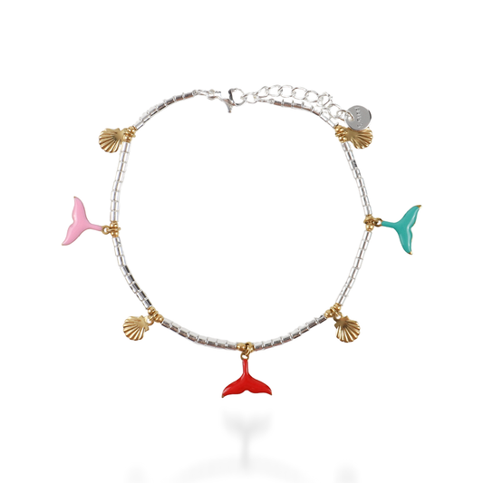 Βραχιόλι με χάντρες και ουρά γοργόνας Mar and Mar Alba Mermaid Tail από ανοξείδωτο ατσάλι