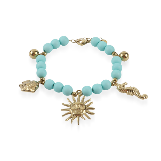 Χειροποίητο βραχιόλι με χάντρες Mar and Mar Kalliroe (Turquoise) από ανοξείδωτο ατσάλι