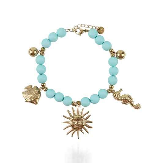 Χειροποίητο βραχιόλι με χάντρες Mar and Mar Kalliroe (Turquoise) από ανοξείδωτο ατσάλι